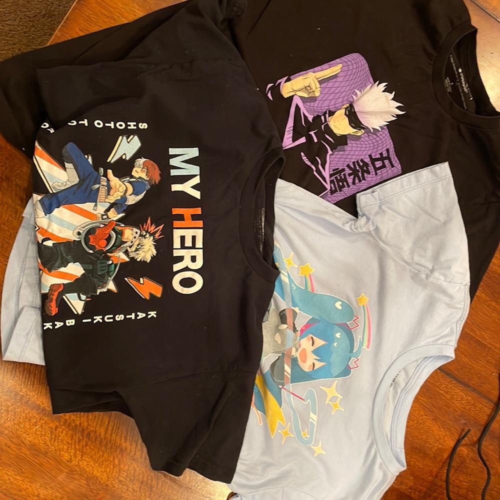 Anime t shirts, good used condition. Two size x small and one small
